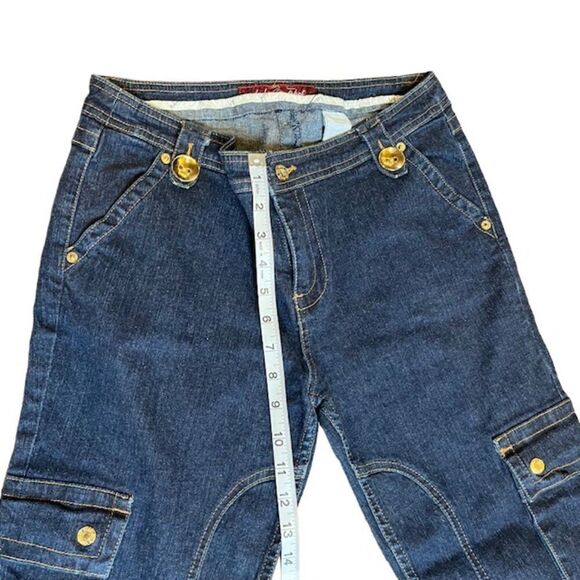 Baby Phat Vintage Retro Women's Cropped Carpenter Jeans with Gold Detail Size 9 - Picture 4 of 10
